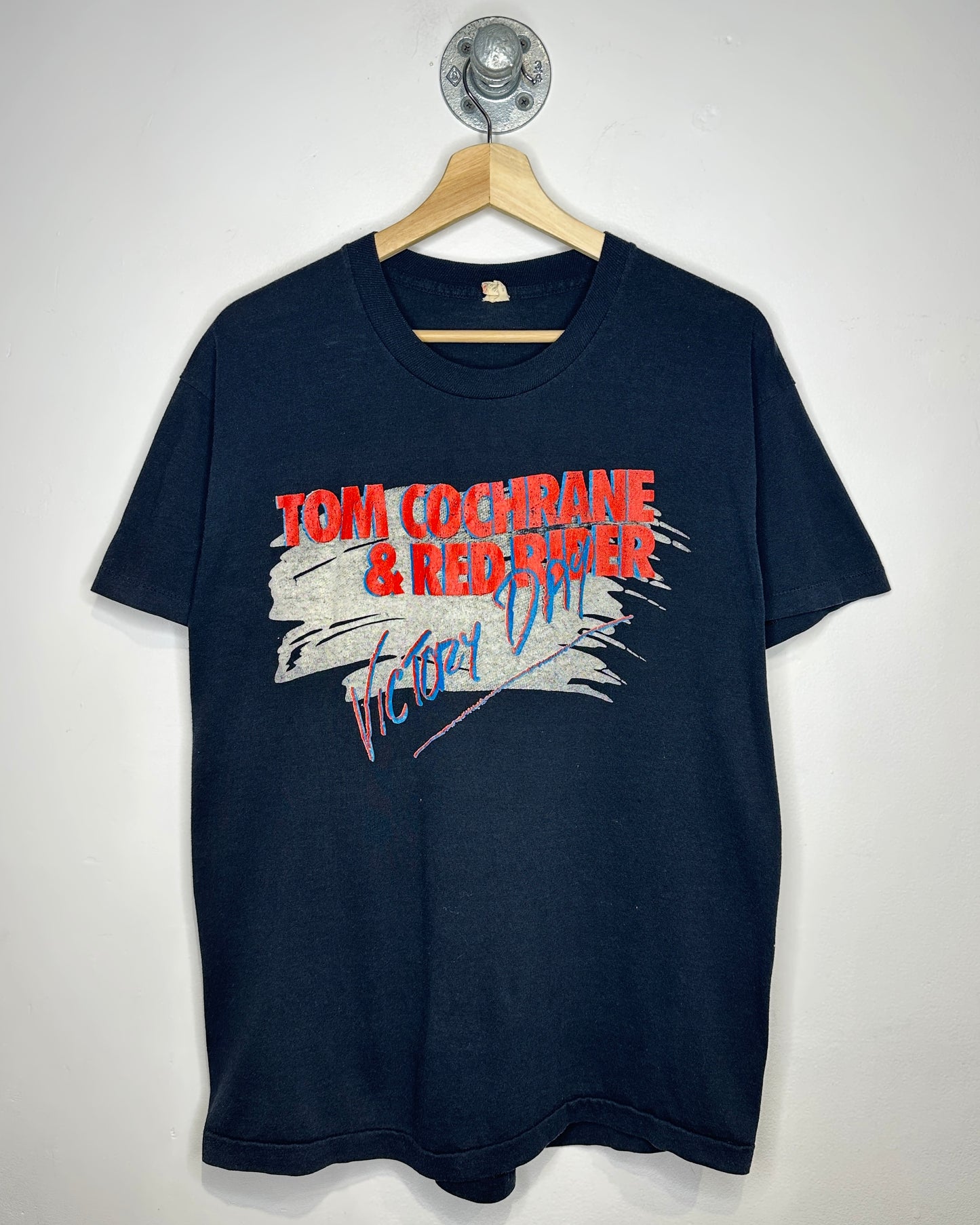 Vintage 90s Tom Cochrane Victory Day Tour Black Tee Shirt