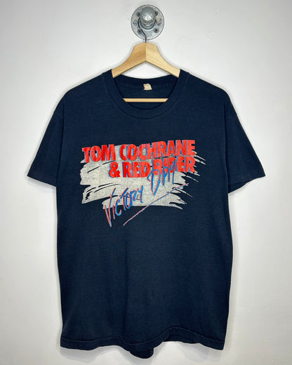 Vintage 90s Tom Cochrane Victory Day Tour Black Tee Shirt