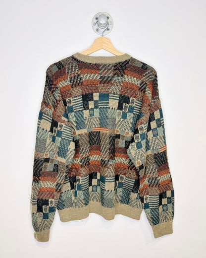 Vintage 90s Jantzen Earth Tone Patterned Sweater