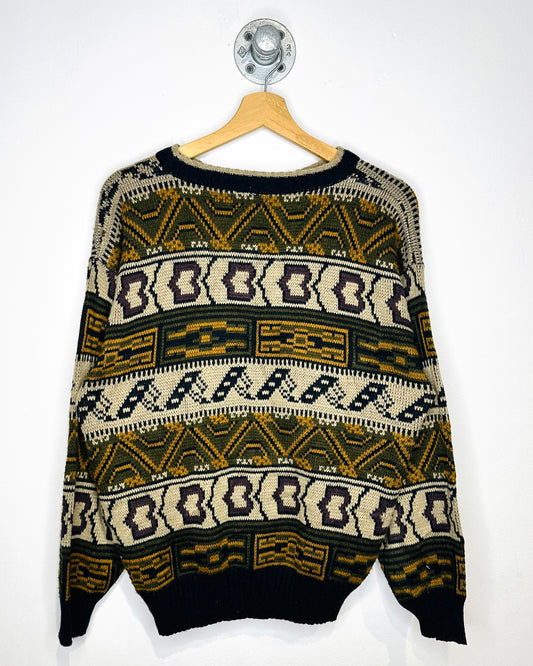Vintage 90s Jonathan Bryan Abstract Earth Tone Sweater