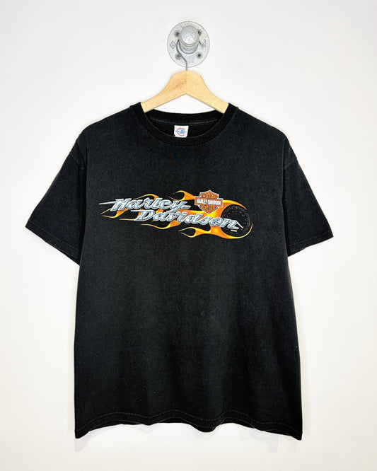 Harley Davidson Flame Graphic Black Tee Shirt