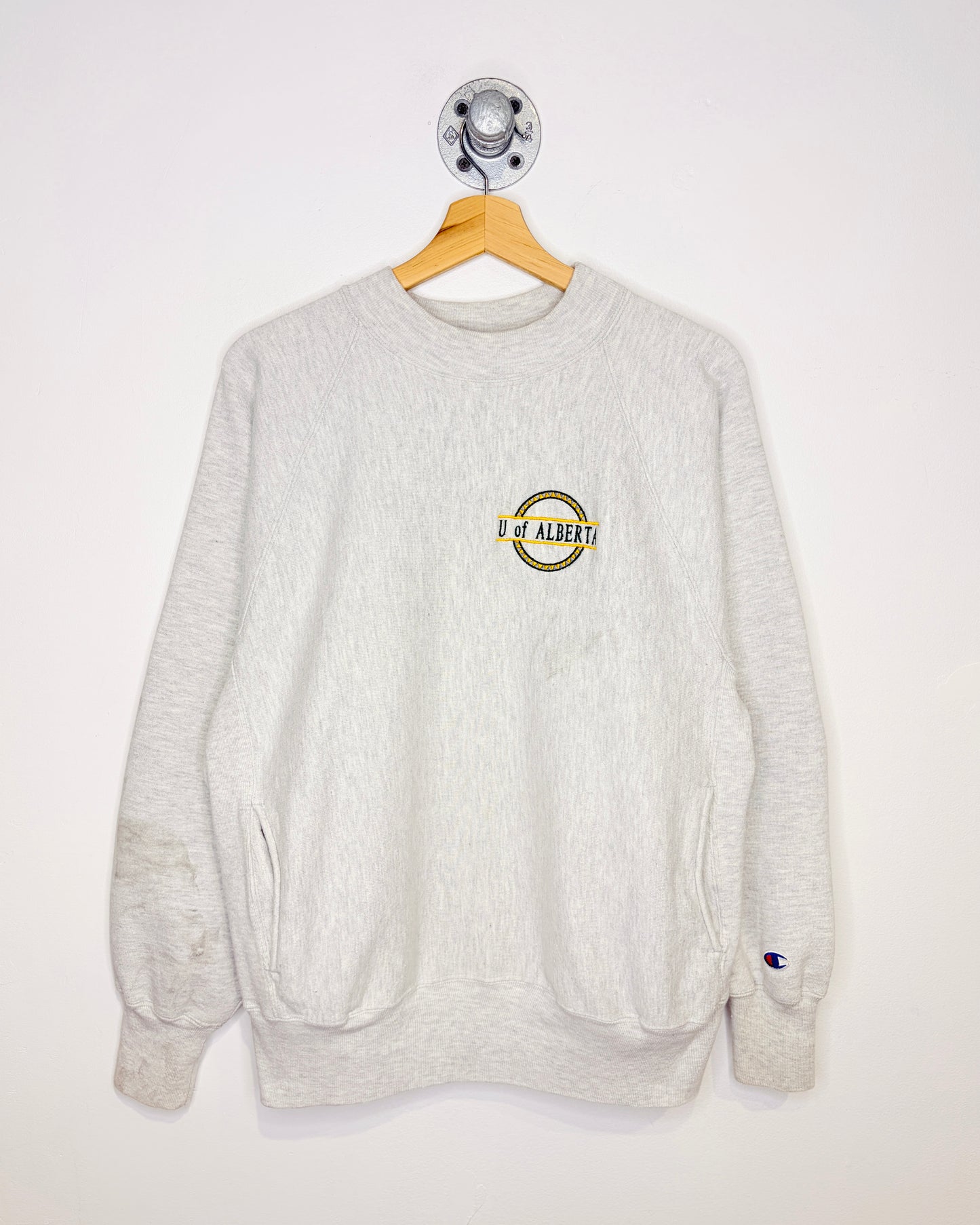 Vintage 90s Champion Reverse Weave U Of Alberta Grey Heavyweight Crewneck Sweatshirt