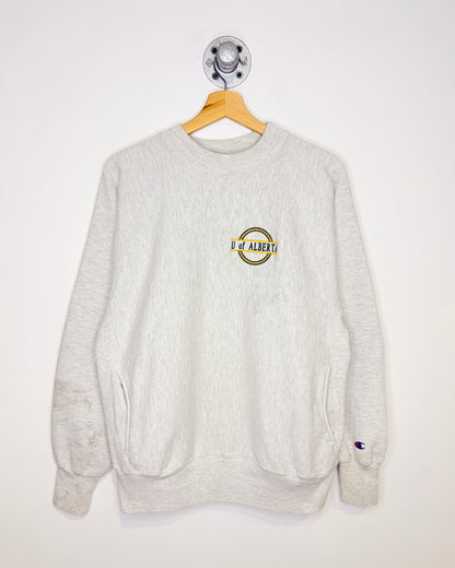 Vintage 90s Champion Reverse Weave U Of Alberta Grey Heavyweight Crewneck Sweatshirt