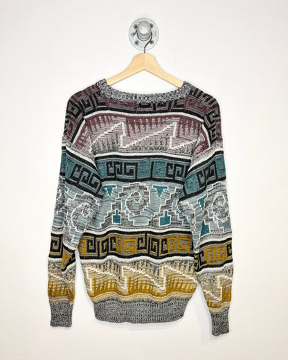 Vintage 90s Jonathan Bryan Grey Abstract Pattern Sweater