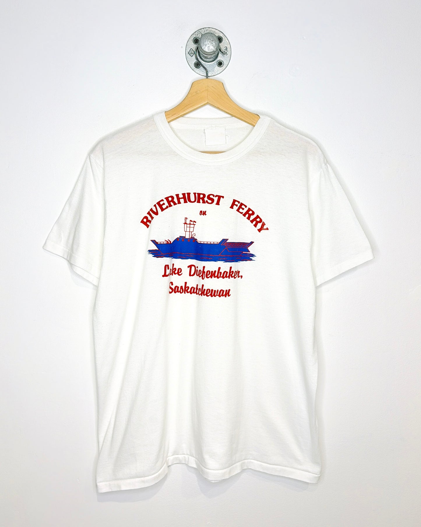 Vintage 80s Riverhurst Ferry Saskatchewan White Tee Shirt