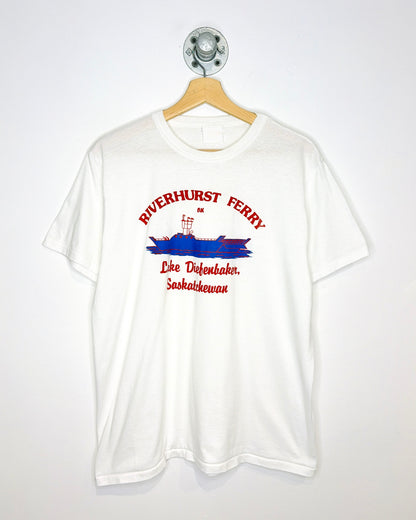 Vintage 80s Riverhurst Ferry Saskatchewan White Tee Shirt