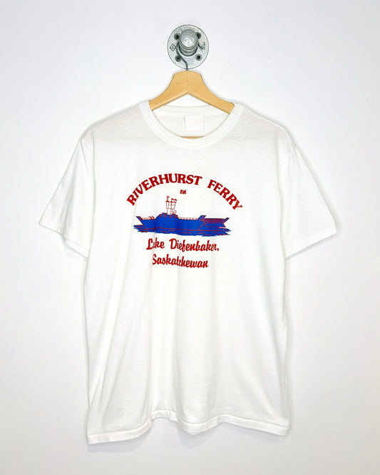 Vintage 80s Riverhurst Ferry Saskatchewan White Tee Shirt