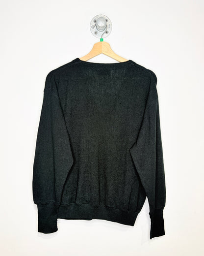 Vintage 1970s The Fox Collection Black Acrylic Cardigan