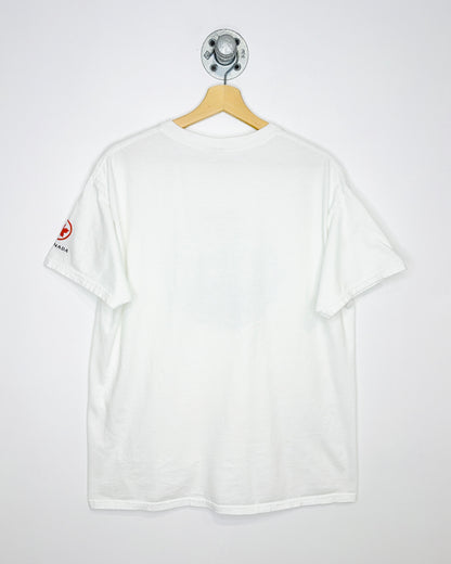2000s Edmonton Oilers Simple Logo White Tee Shirt