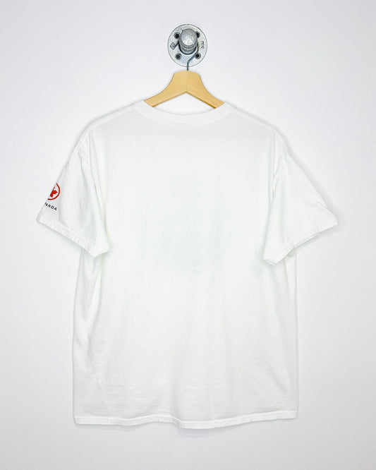 2000s Edmonton Oilers Simple Logo White Tee Shirt