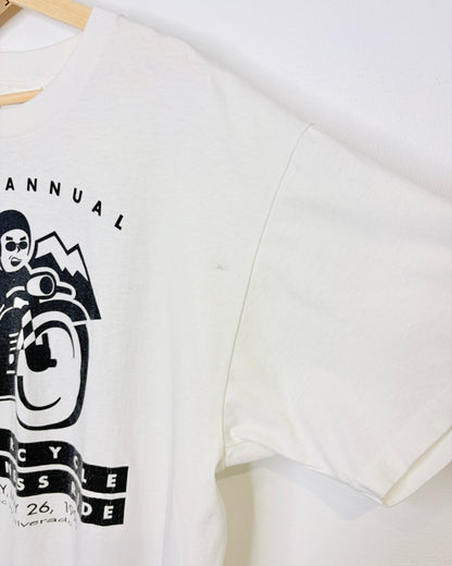 Vintage 1996 Motorcycle Awareness Ride White Tee Shirt