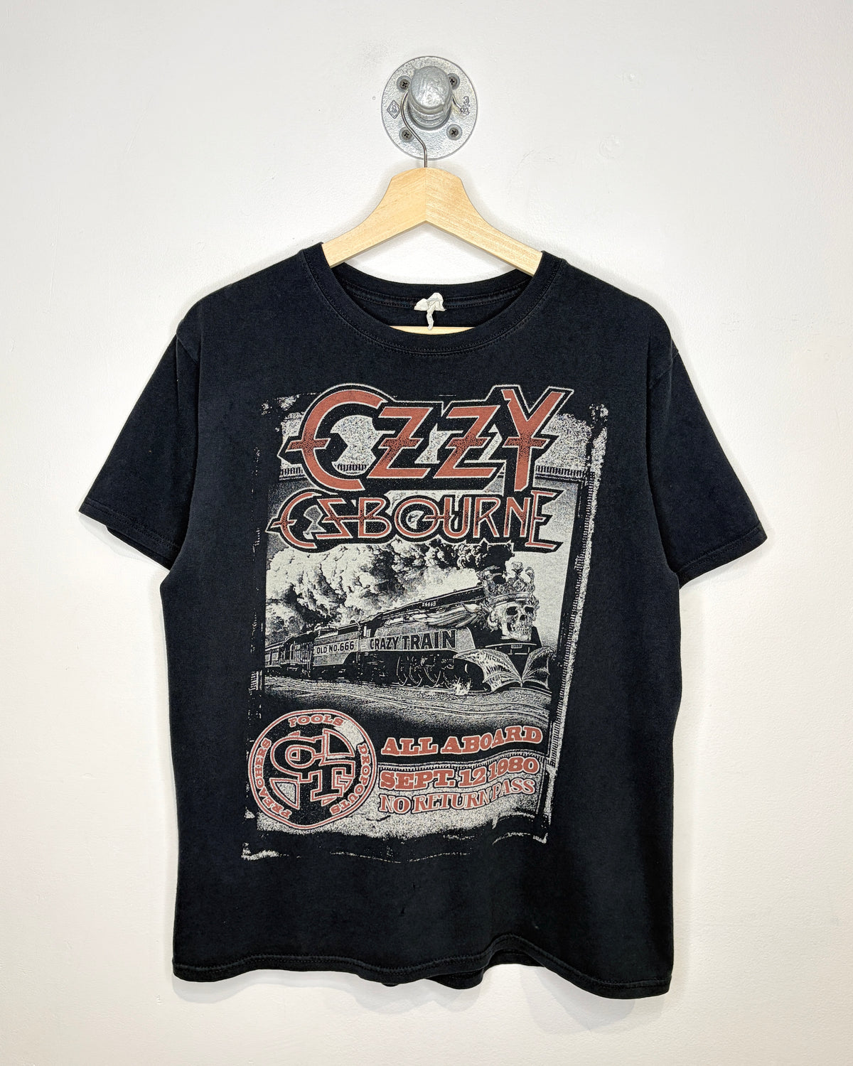Ozzy Osbourne Crazy Train Graphic Black Band Tee Shirt