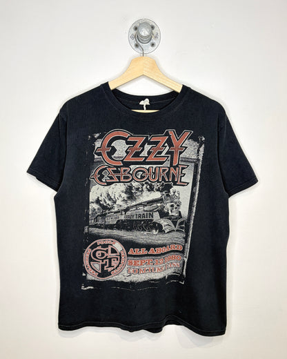Ozzy Osbourne Crazy Train Graphic Black Band Tee Shirt