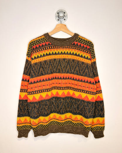 Vintage 90s “Concept” Earth Tone Patterned Sweater