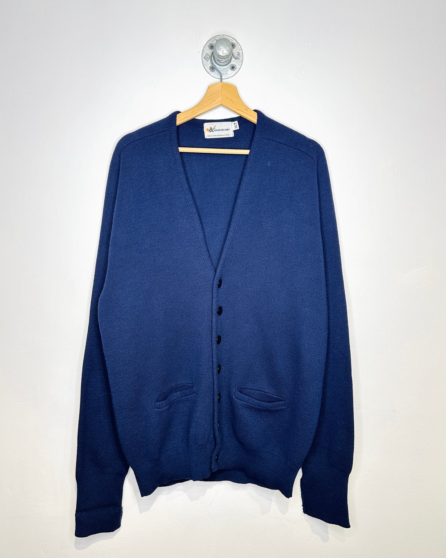 Vintage 90s Canadian Made Warren Navy Knit Cardigan