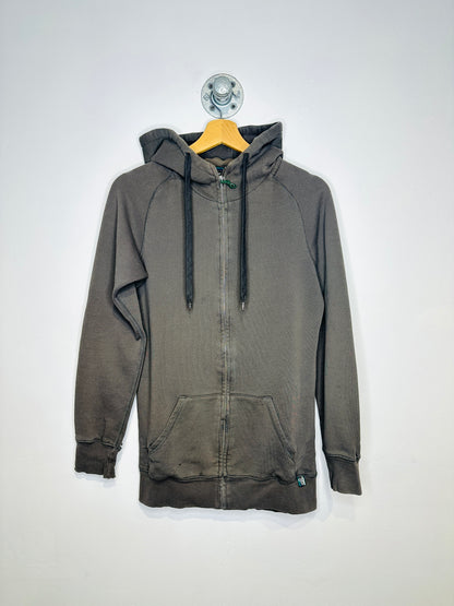 TNA Aritzia Charcoal Grey Distressed Zip Up Hoodie