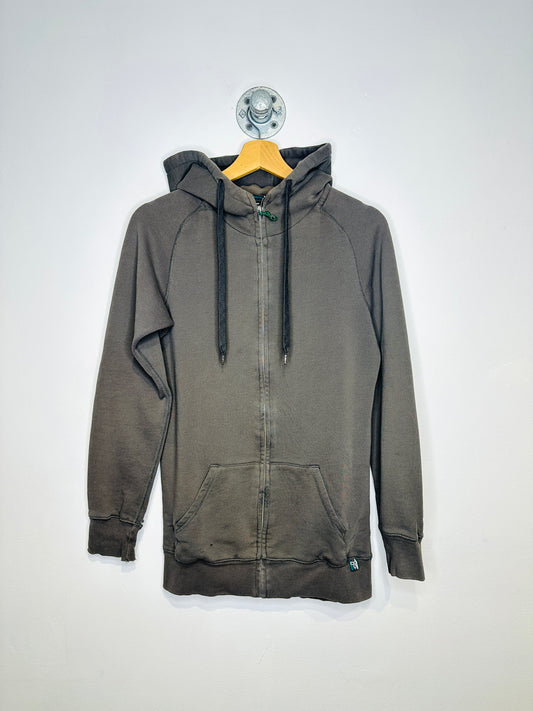 TNA Aritzia Charcoal Grey Distressed Zip Up Hoodie