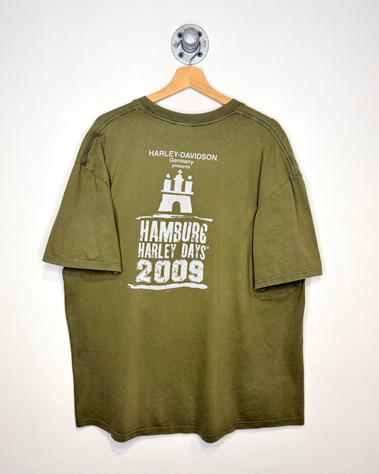2009 Harley Davidson Hamburg Germany Green Tee Shirt