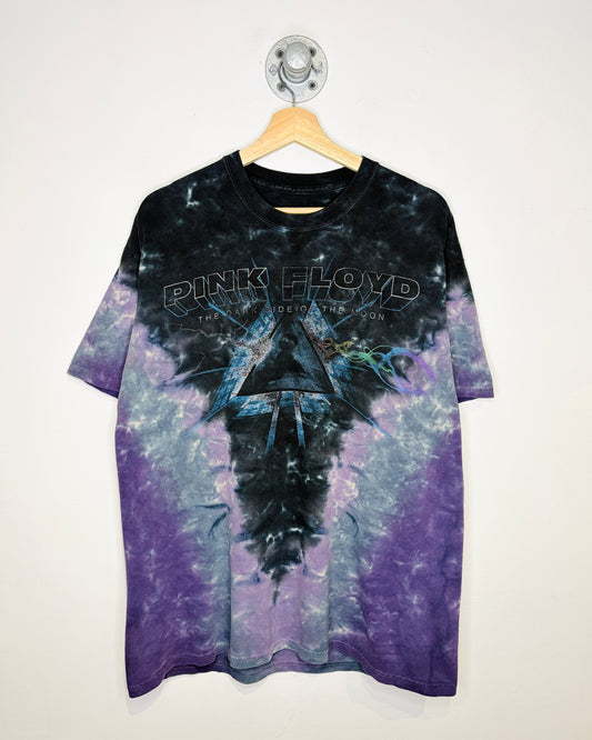 Pink Floyd Liquid Blue Tie Dye Black Tee Shirt