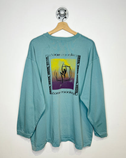 Vintage Stone Monkey Distressed Earth Tone Longsleeve Shirt