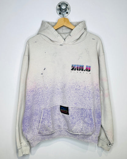 Vintage 90s Zulu Air Wear Distressed White Hoodie