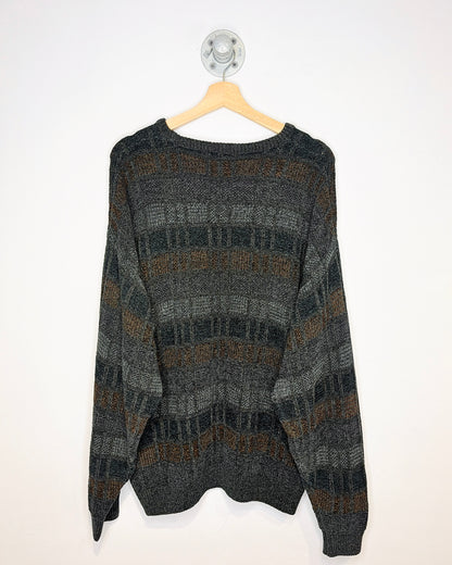 Vintage 1990s Pronto Uomo Acrylic Blend Grey Blend Square Patterned Sweater