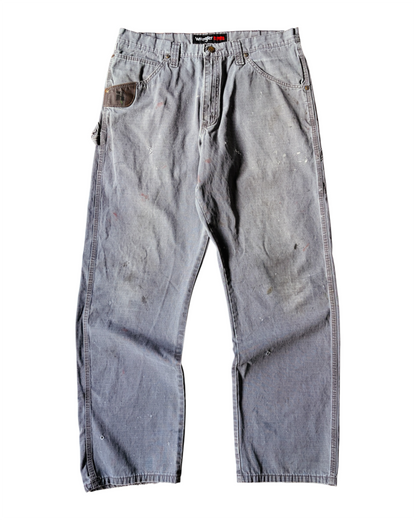 Vintage Thrashed Wrangler Ripstop Baggy Grey Carpenter Pants