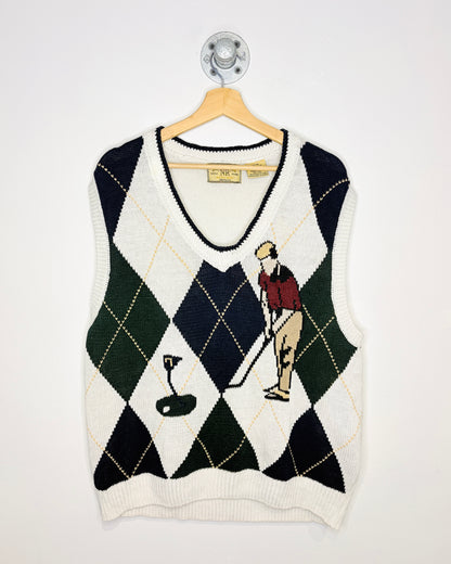 Vintage 90s New River Co Golf Argyle Print Sweater Vest