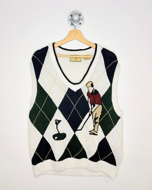 Vintage 90s New River Co Golf Argyle Print Sweater Vest