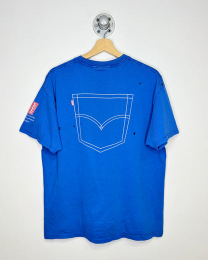 2000s Levi Strauss & Co Blue Distressed Tee Shirt