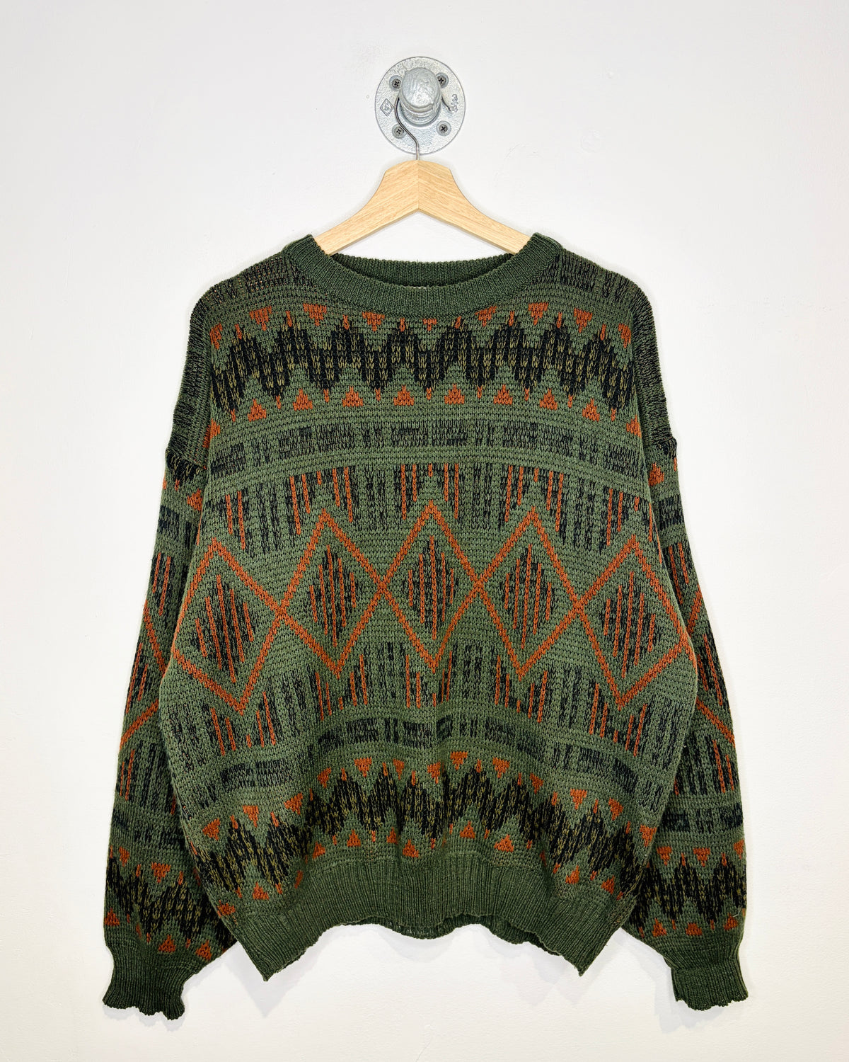 Vintage 90s Sears Olive Green & Orange Sweater