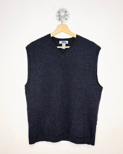 Vintage Early 2000s Old Navy Lambswool Navy Blue Sweater Vest