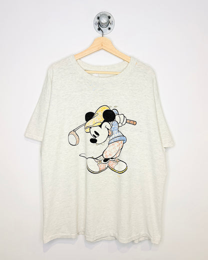 Vintage 90s Mickey Golf Distressed Grey Tee Shirt