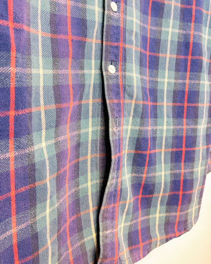 Vintage 90s Ely Faded Purple Plaid Heavyweight Flannel