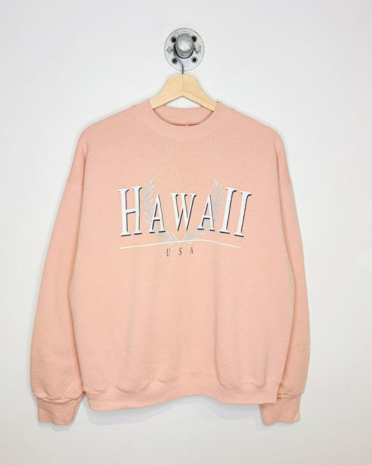 Vintage 90s Hawaii USA Pale Pink Crewneck Sweatshirt