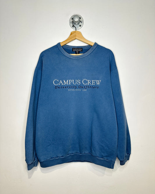 Vintage 1990s Campus Crew Washed Blue Crewneck Sweatshirt