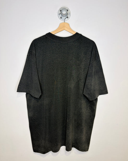 Vintage 90s Nebraska Pow Wow Distressed Black Tee Shirt