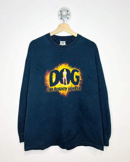 Vintage DOG The Bounty Hunter Faded Navy Longsleeve Shirt