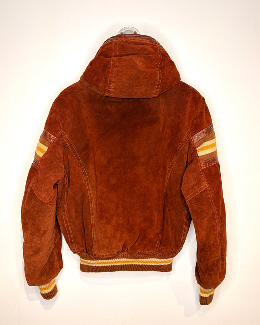 Vintage 70s Grais Sueded Cowhide Genuine Leather Hooded Jacket