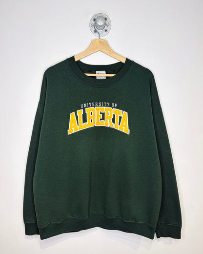Vintage Early 00s Boxy University Of Alberta Forest Green Crewneck Sweatshirt