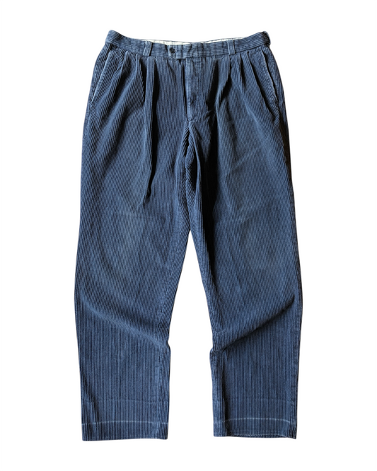 Vintage 80s David Elliot Triple Pleated Navy Corduroy Pants