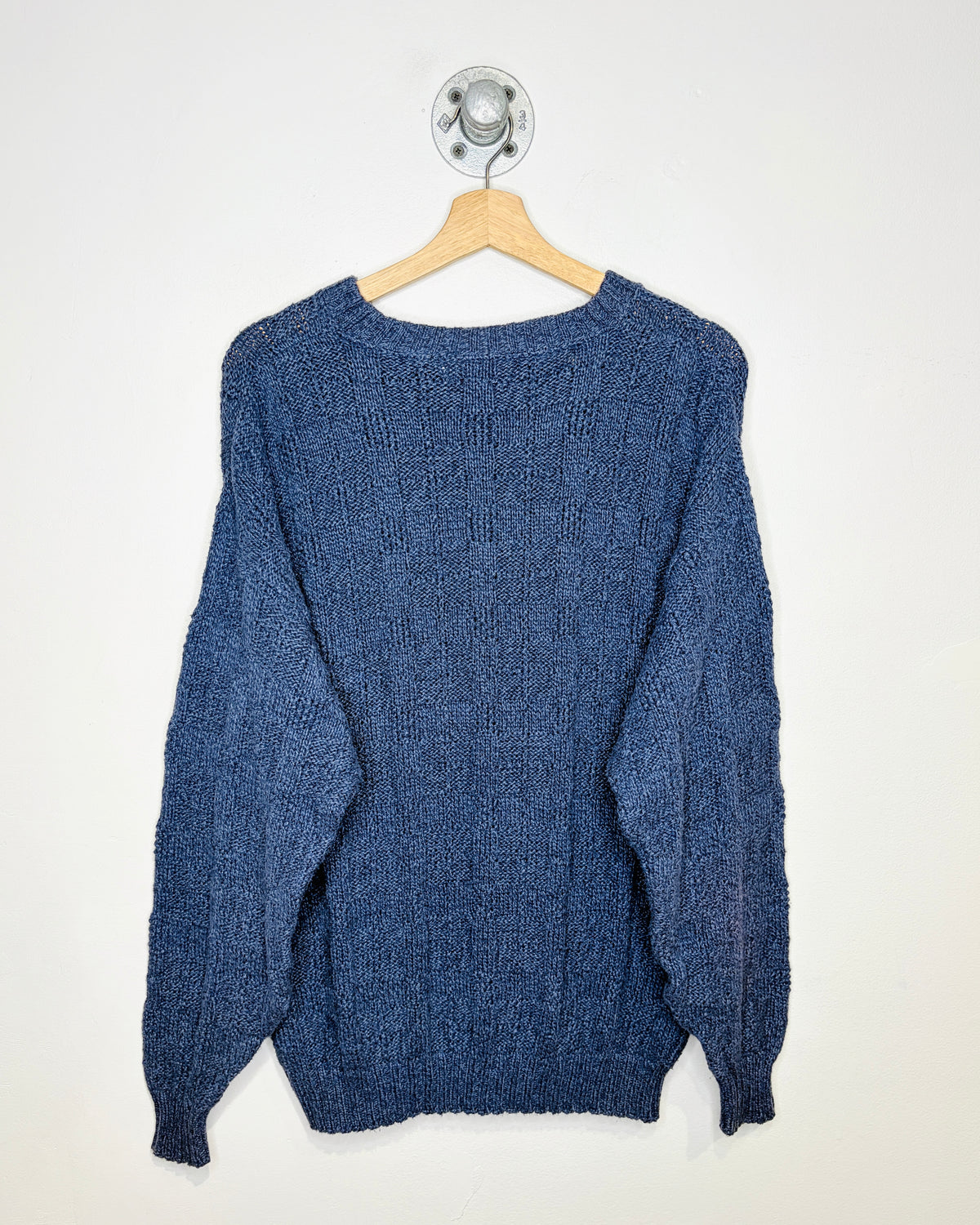 Vintage 90s Roundtree & Yorke Slate Blue Textured Knit Sweater