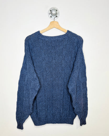 Vintage 90s Roundtree & Yorke Slate Blue Textured Knit Sweater