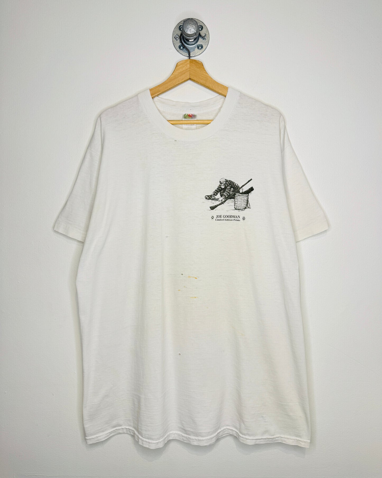 Vintage 90s Distressed Joe Goodman White Tee Shirt