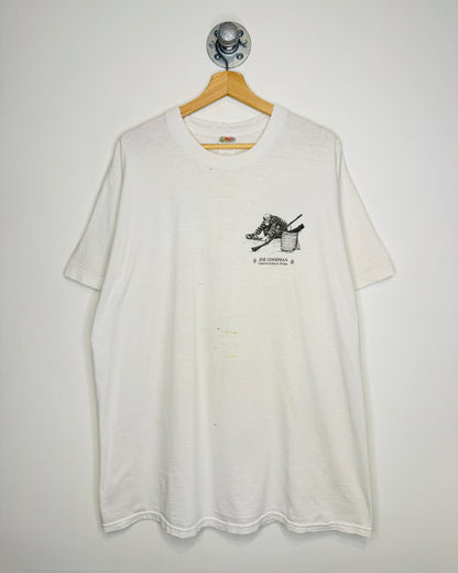 Vintage 90s Distressed Joe Goodman White Tee Shirt