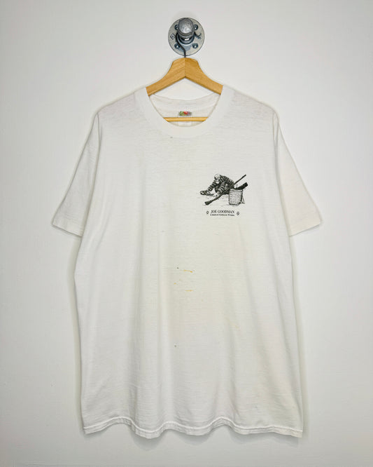 Vintage 90s Distressed Joe Goodman White Tee Shirt