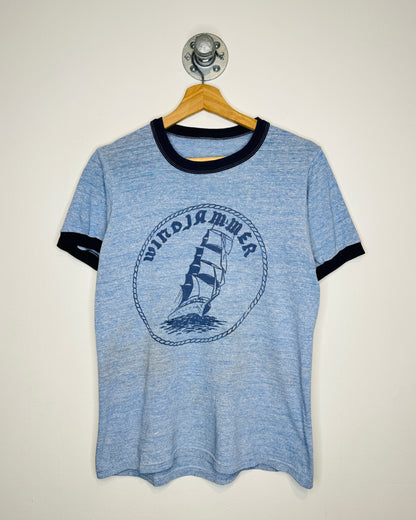 Vintage 70s Windjammer Heather Blue Ringer Tee Shirt