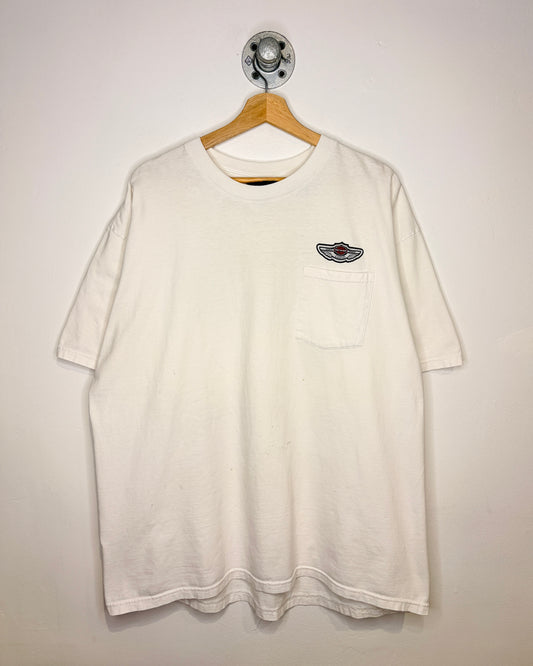Vintage 2003 100 Years Of Harley Davidson White Pocket Tee Shirt