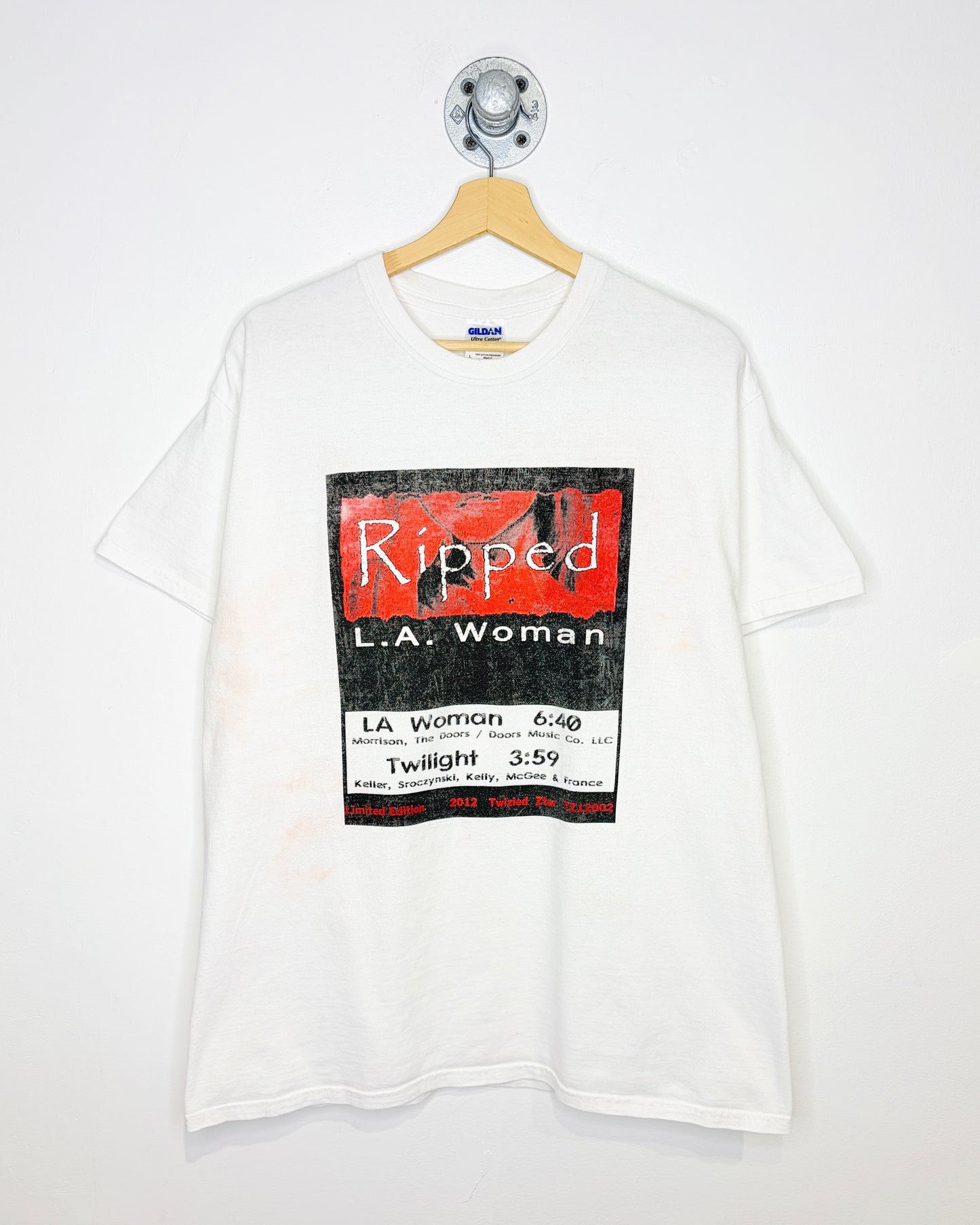 2000s Ripped L. A. Woman White Tee Shirt
