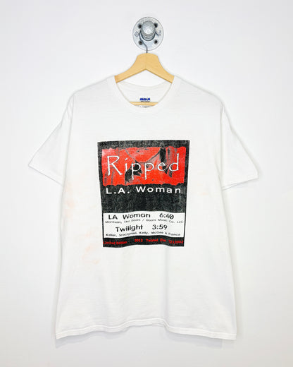 2000s Ripped L. A. Woman White Tee Shirt
